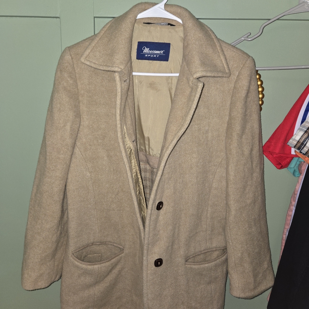 Men's Beige Pea Coat by Westmoreland